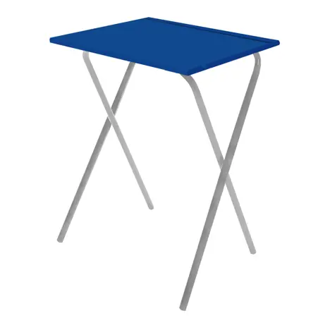 Folding Frame Exam Desk - W450 x D600 x H710mm - Light Grey Legs - Royal Blue